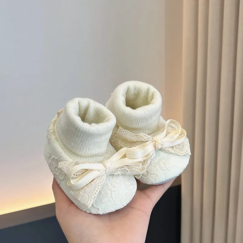 

Spring and Autumn Girls' Baby Socks 0-18M Newborn Baby Bow Socks Baby Socks Anti slip Soft Cotton Floor Socks Shoes