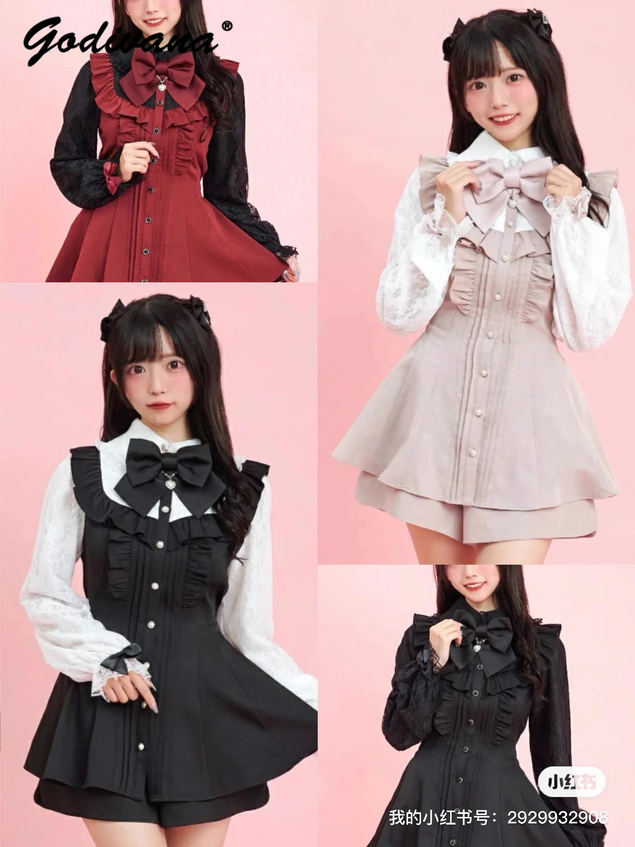 Japanese SC Shorts Set New Autumn Chain Bow Lace Splicing Long Sleeve Dress Tops and Shorts Lolita Female Girls Two-piece Suits