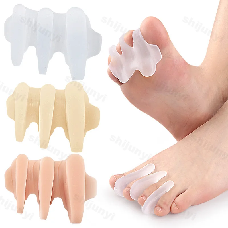 2Pcs=1Pair Soft Gel A-shaped Toe Overlapping Separator Bunion Corrector Spacer Wear-resistant Foot Straightener Toe Stretcher
