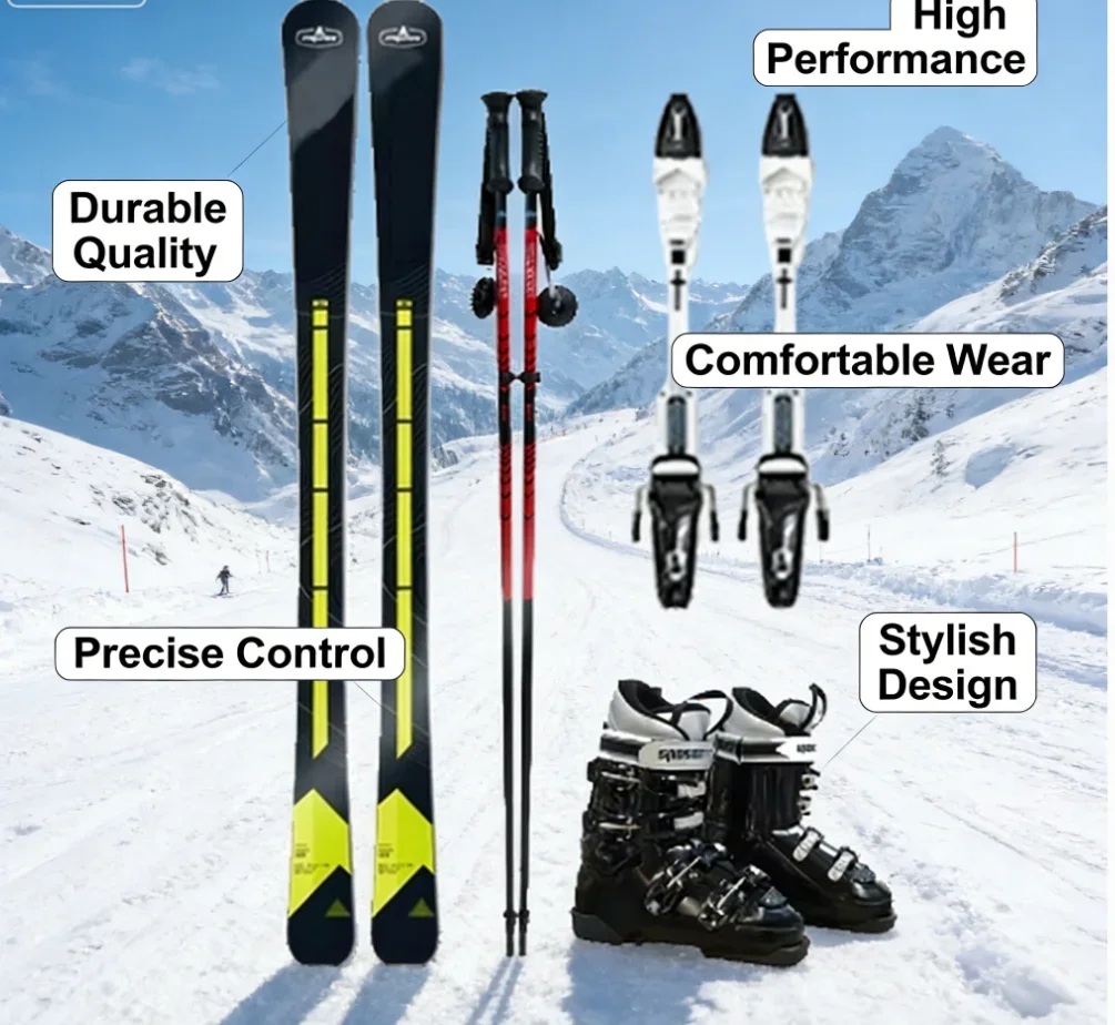High Performance Adult Ski Snowboard Poplar Wood Core Sturdy Ski Equipment for Resort Slopes