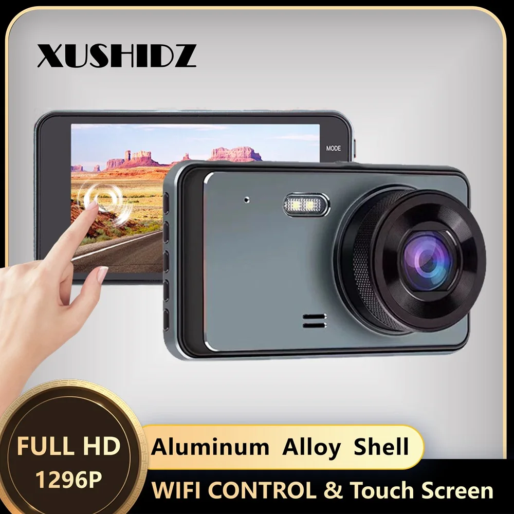 XUSHIDZ X15 1296P WiFi Dash Camera Touch Screen Car Video Recorder DVR Night Vision Dashcam App Control Dual-Channel G-sensor HD