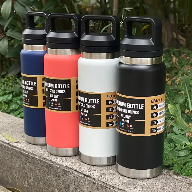 

Термальная бутылка для воды из нержавеющей стали на 26 унций с крышкой-ручкой, портативный термос для кемпинга, путешествий, термос для горячей и холодной воды, посуда для напитков