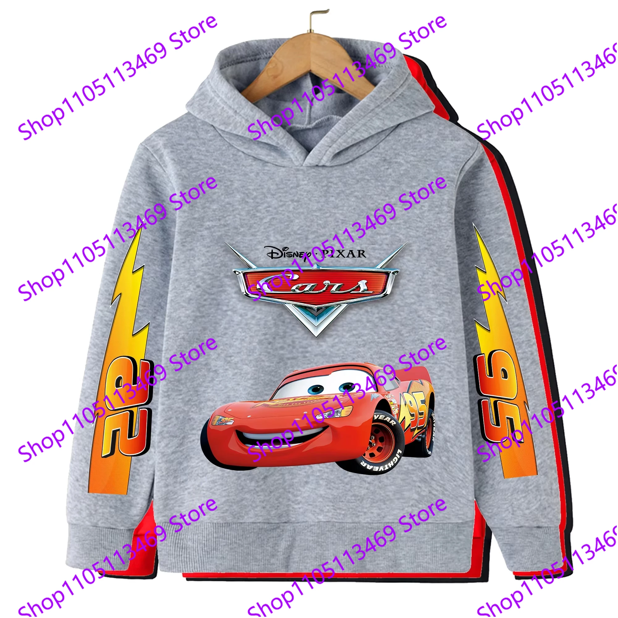 

2025 New Kids Fall Winter Disney Cars Lightning McQueen Cartoon Kids Hoodie Anime Kawaii Casual Boy & Girl Set