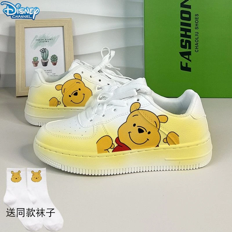 

New Disney Stich White Shoes Kawaii Anime Cartoon Printed Accessories Sports and Leisure Breathable Shoes Men's and Women's