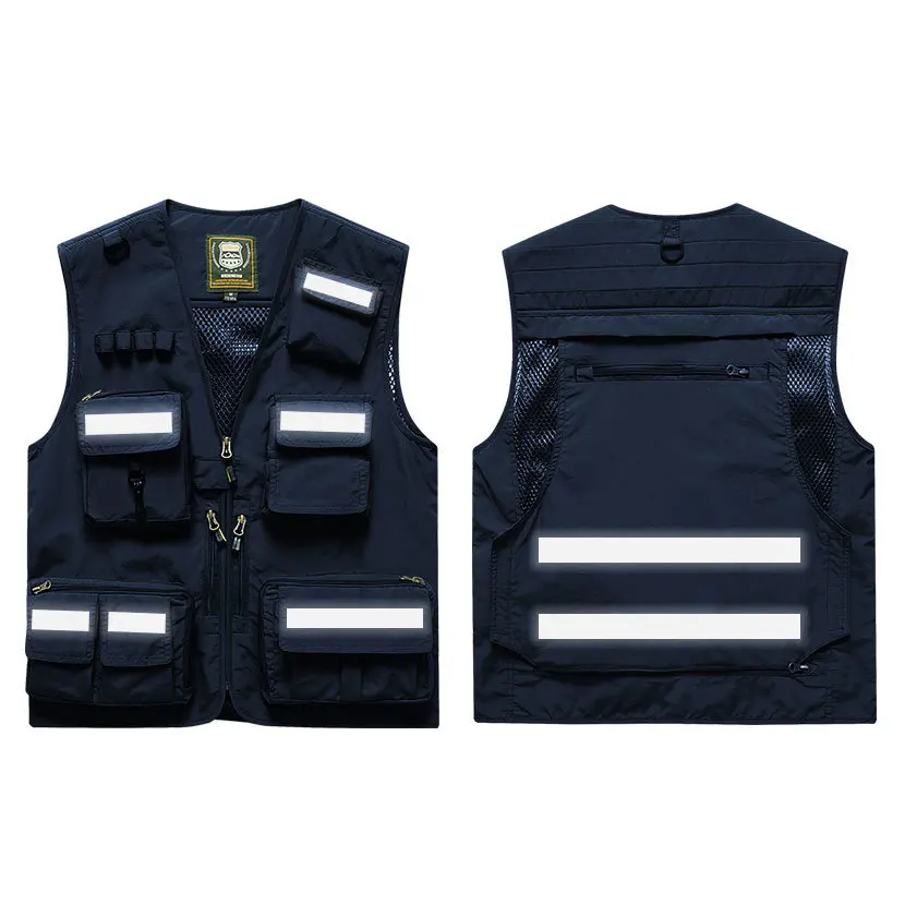 Working Logo Custom MAN VEST Summer Reflective Vest Sleeveless Vest Jacket Sports Men Plus Size Outerwear Mountaineering Fishing