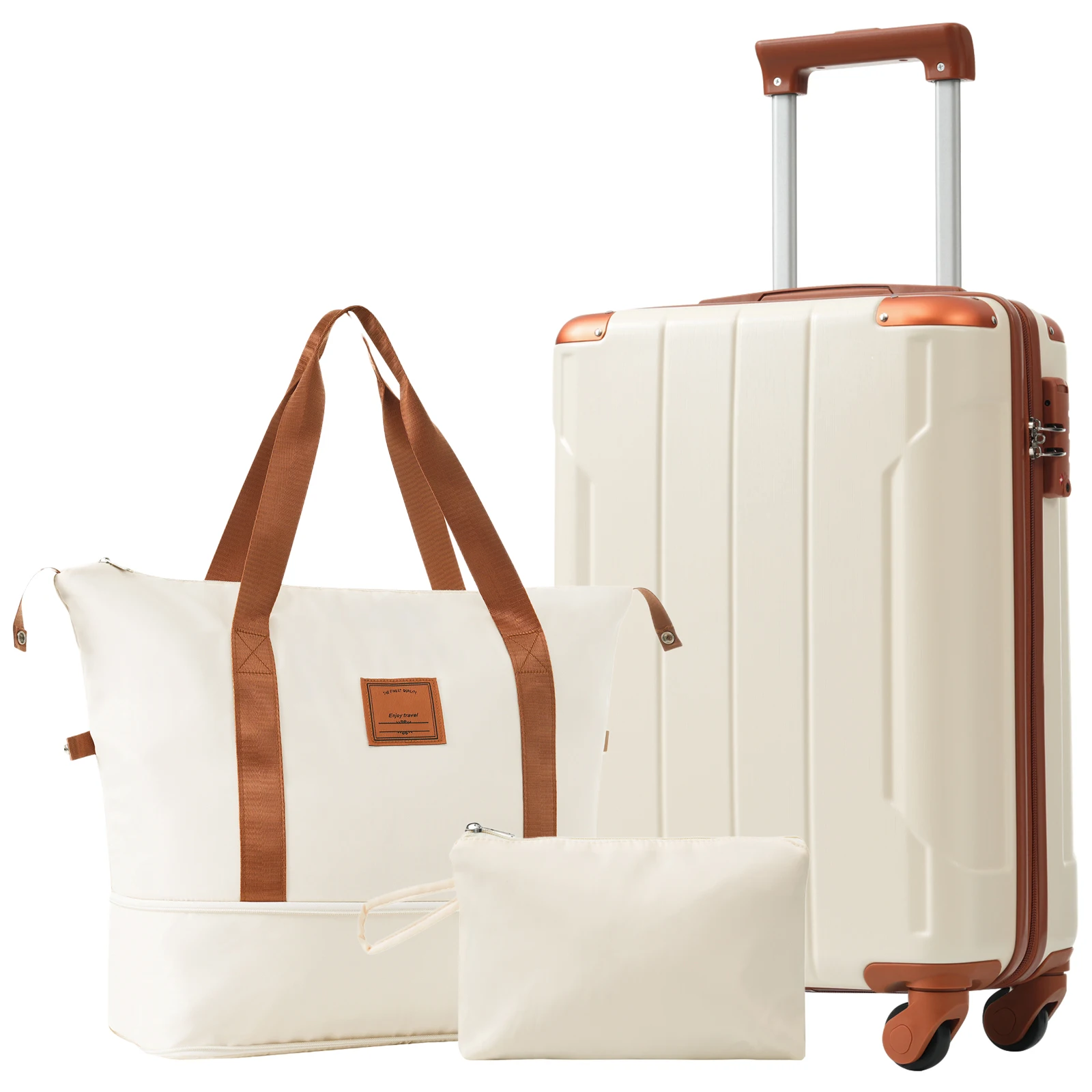 Hardshell Luggage Sets 3 Piece Carry-on Suitcases with Wheels, TSA Lock for Men Women-White  suitcases  suitcase set