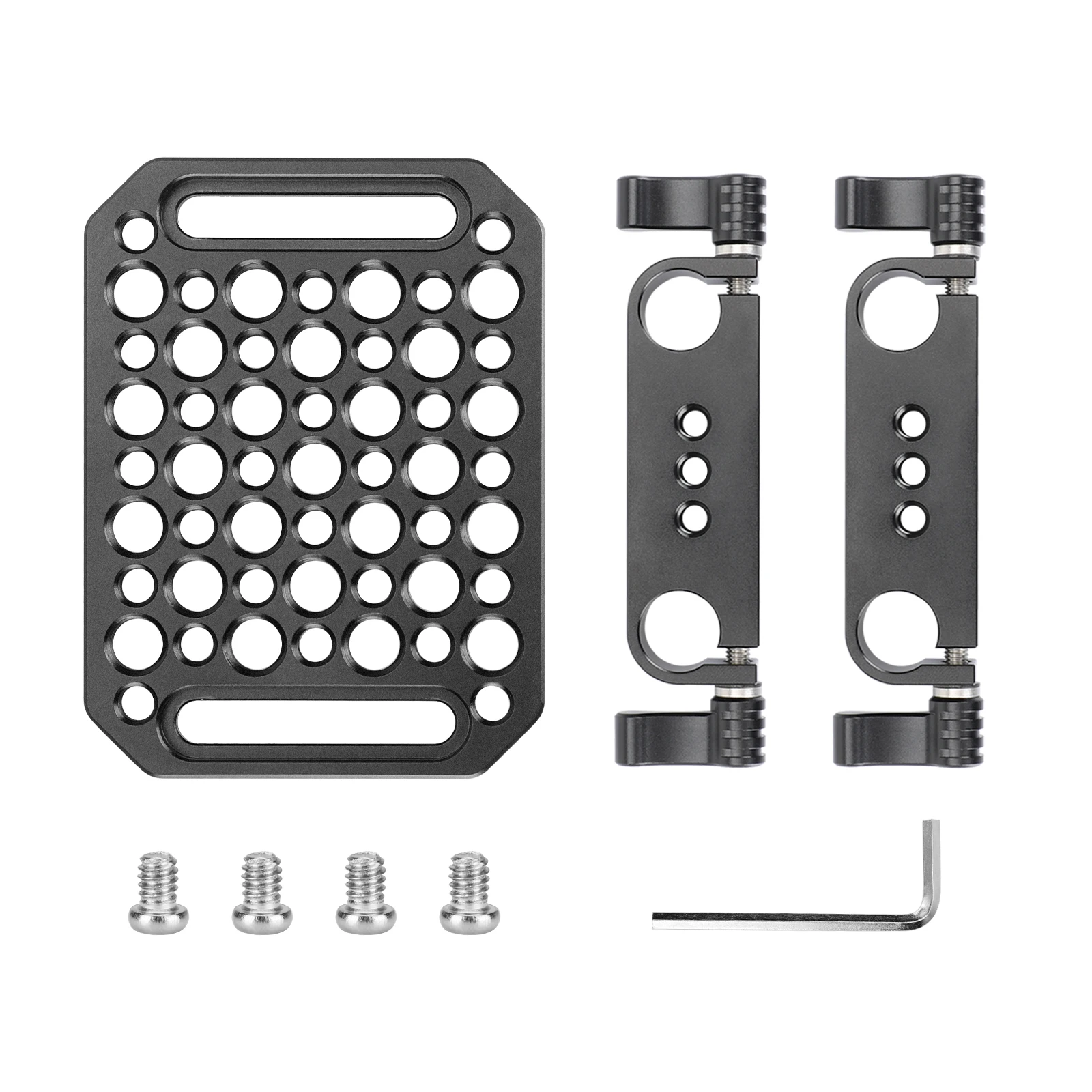 KIMRIG piastra di base multifunzionale per montaggio su treppiede con morsetto a doppia asta da 15mm per sistema di supporto per asta da 15mm Studio fotografico