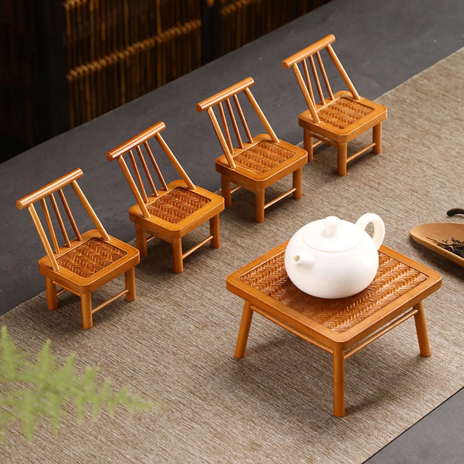 

5x Dollhouse Desk and Chair Mini Model, Simulation Miniature Furniture Set, Pretend Play Toy for Doll House, Study Room