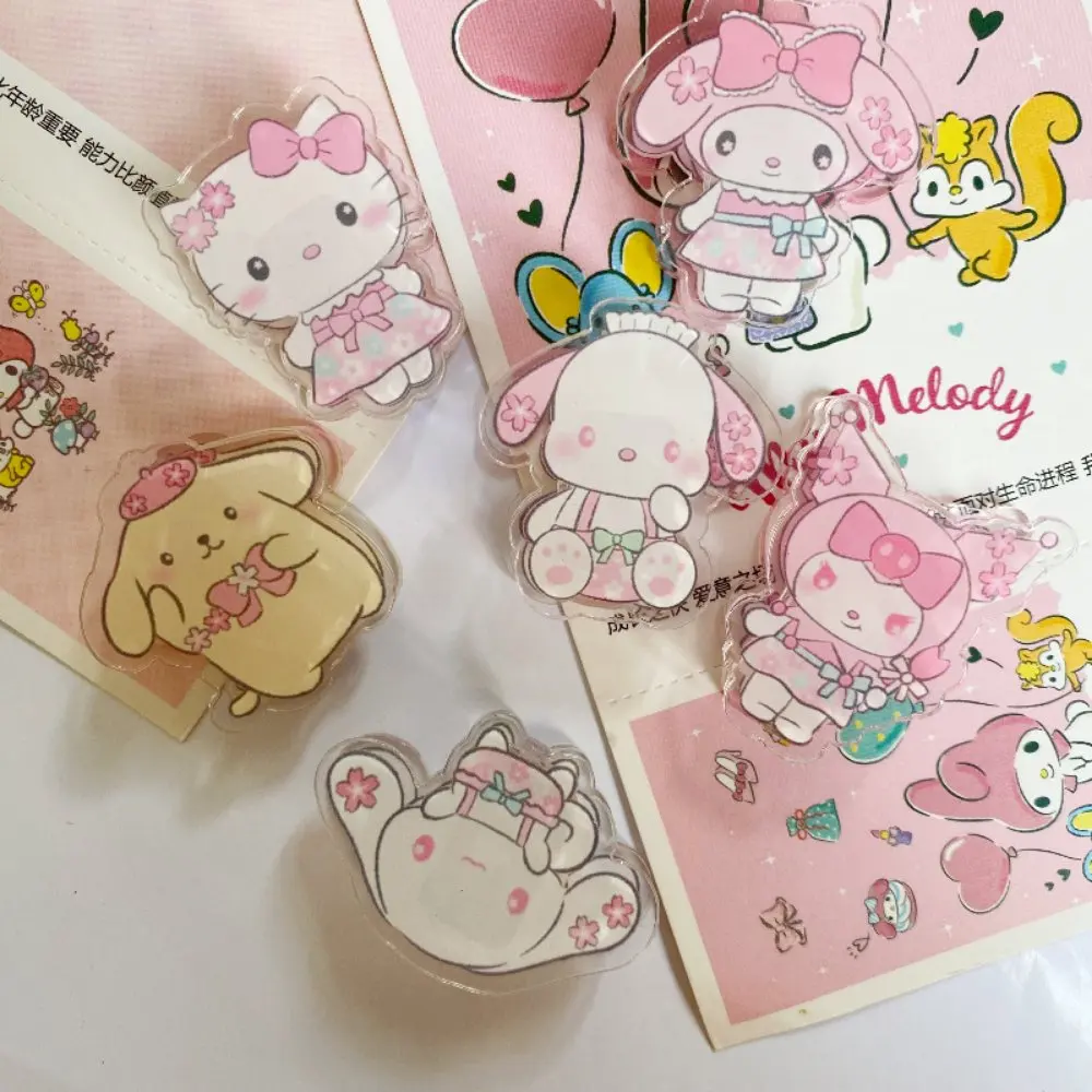 2pcs Sanrio Hello Kitty Cinnamoroll Learning Note Clip Cartoon Acrylic Double-sided Pp Clip Multifunctional File Storage Clip