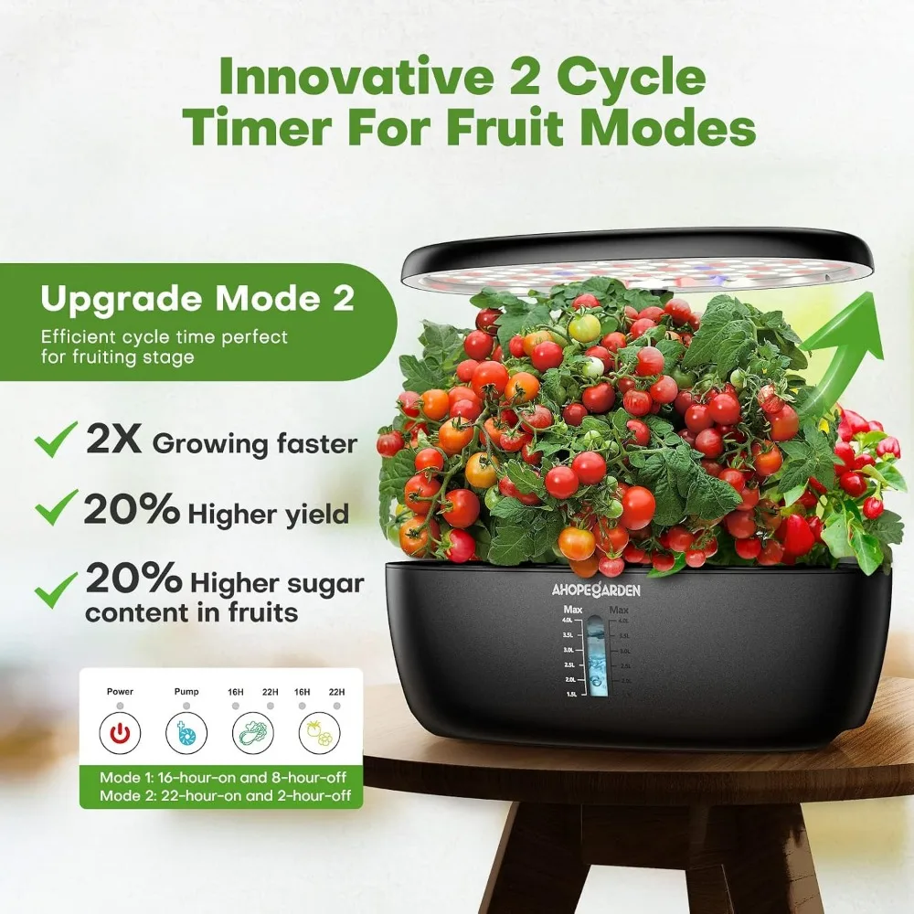 12 Pod Hydroponic Garden with LED Grow Light, Indoor Herb Kit