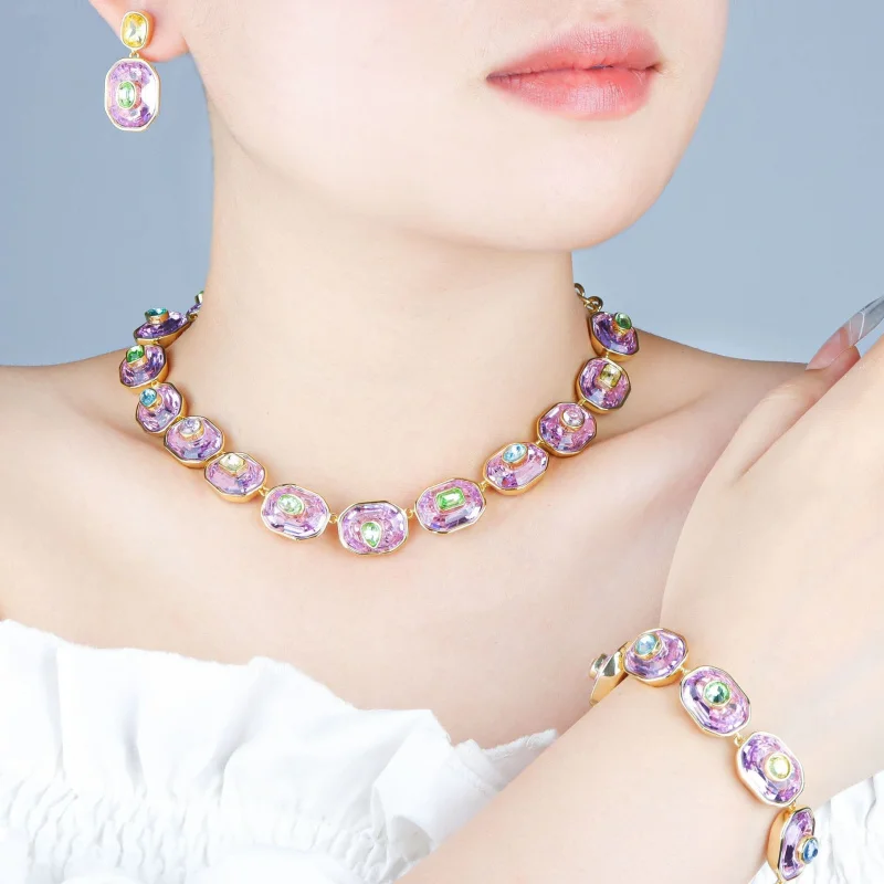 Candy Cut Dual Tone Crystal Cocktail Ring Gold Plated Wide Statement Ring for Daily Use
