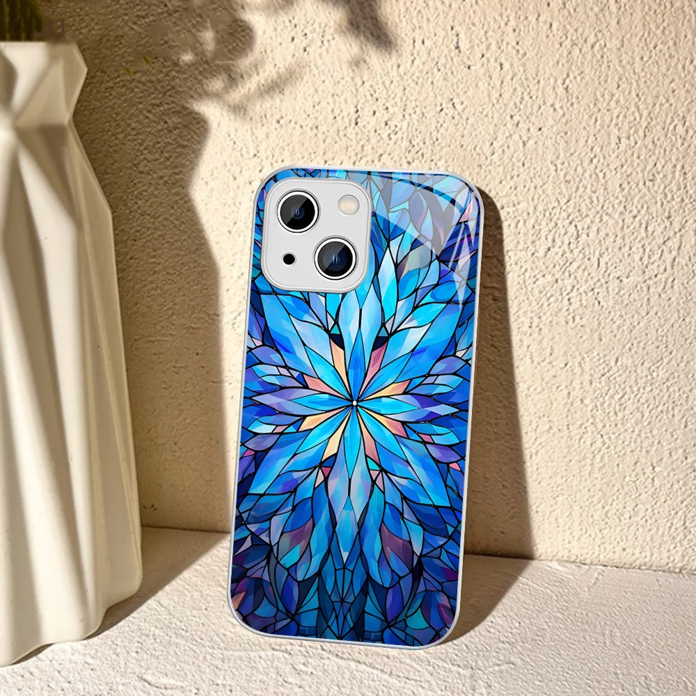 Stained Glass Texture Phone Case Tempered Glass For Iphone 14 13 12 11 Pro Mini XS MAX 14Plus X XS XR Cover