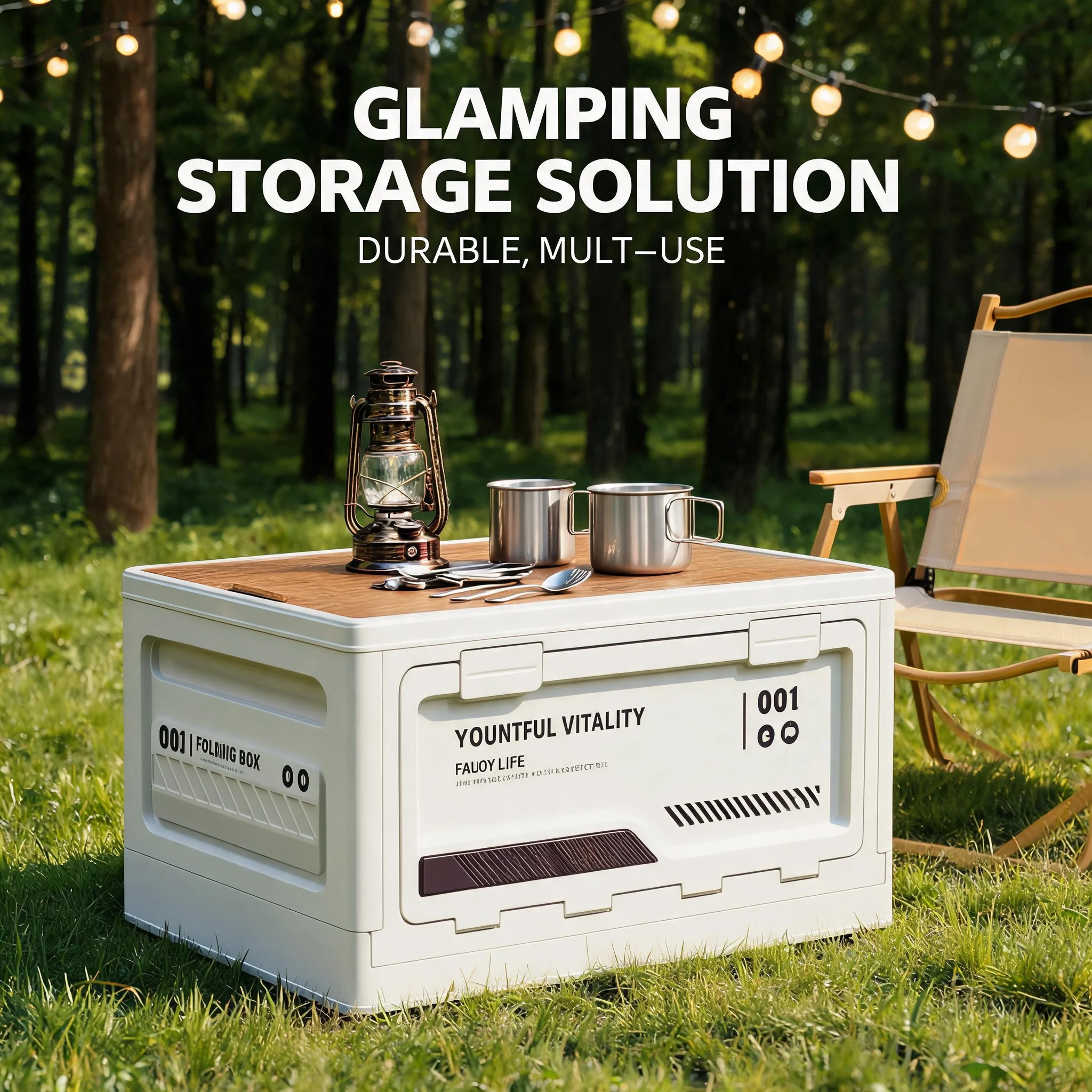 All In One Camping Storage Organizer Folding Car Trunk Box With Stool Cutting Board Ideal For Outdoor Picnic Road Travel