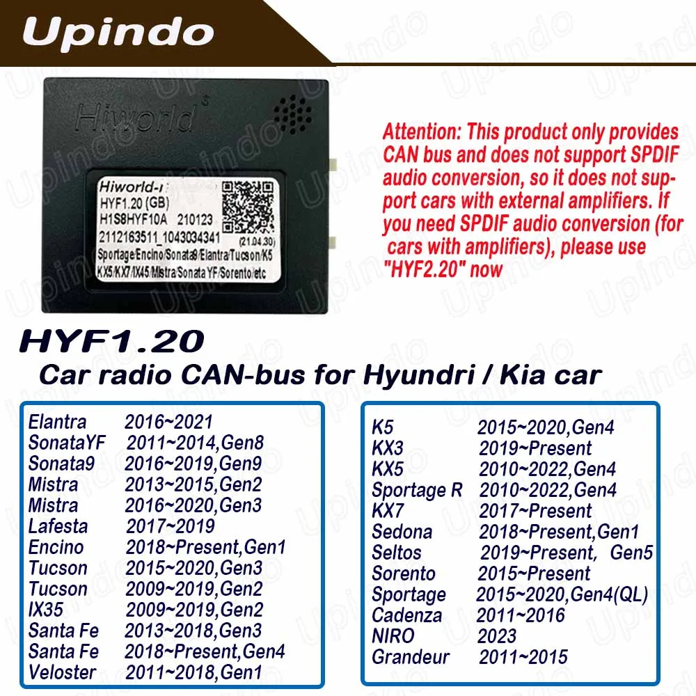 Android Car Radio with CAN Bus Decoder Adapter For Hyundai Tucson IX45 Elantra Sonata Santa Fe KIA K5 KX5 KX7 Sportage Seltos