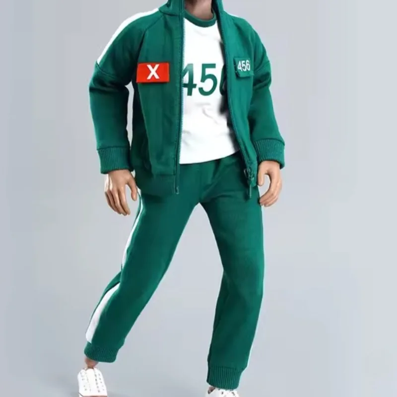 

InStock 1/6 Scale PC008 Soldier Student Sports Green Uniform Set Jacket Pants T-shirt Clothes Model for 12'' Action Figures Body