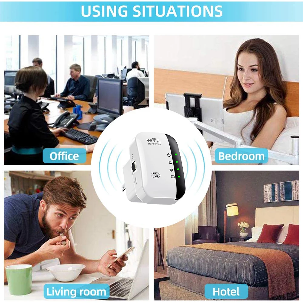 300Mbps Wireless WiFi Repeater 2.4Ghz Repeater Network Expander Range 802.11N/B/G Wireless 4 Status Light WiFi Repeater for PC