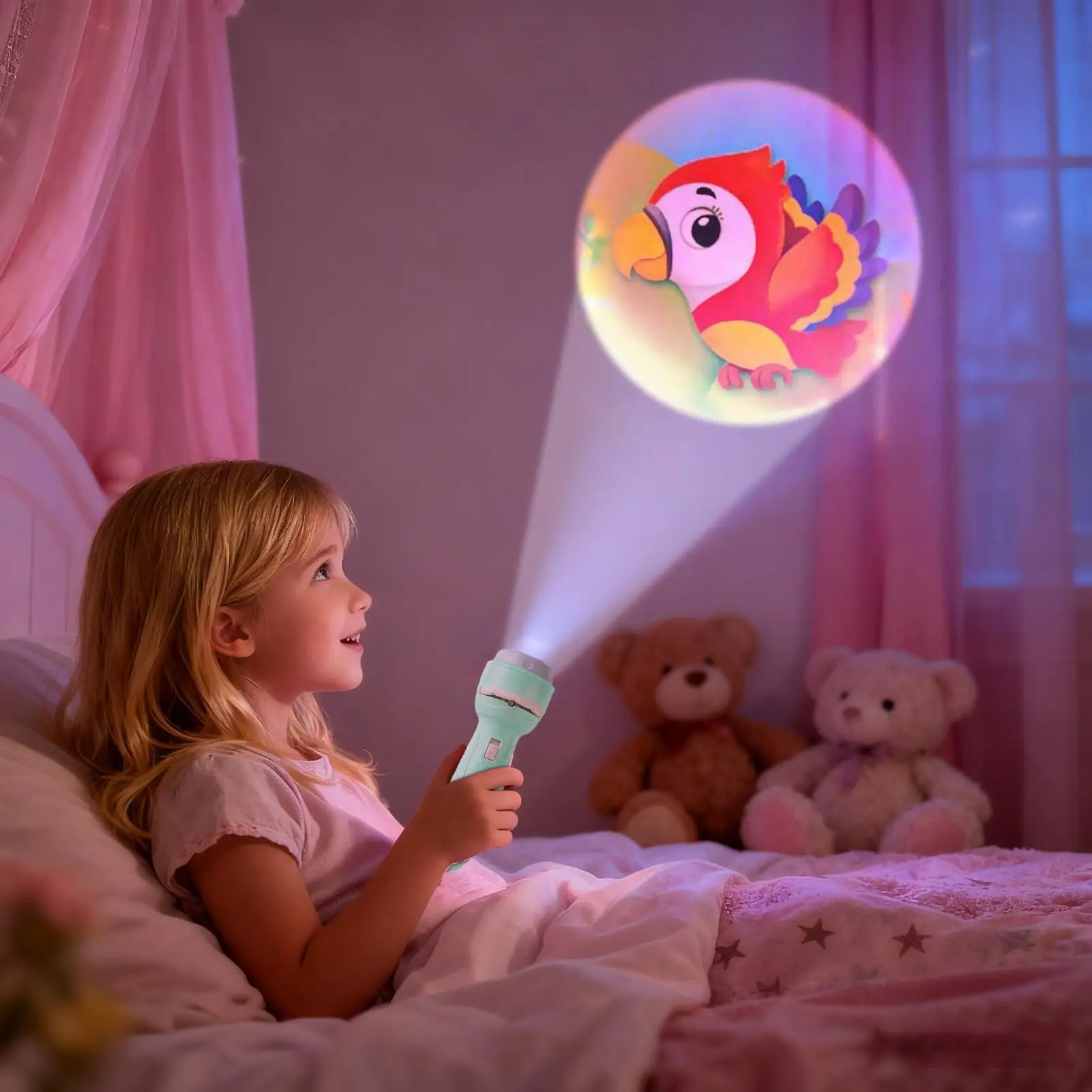 Projector Flashlight with 40 Patterns Bedtime Learning Night Light Night Flashlight Projector Torch Lamp Toy Baby Sleeping Story