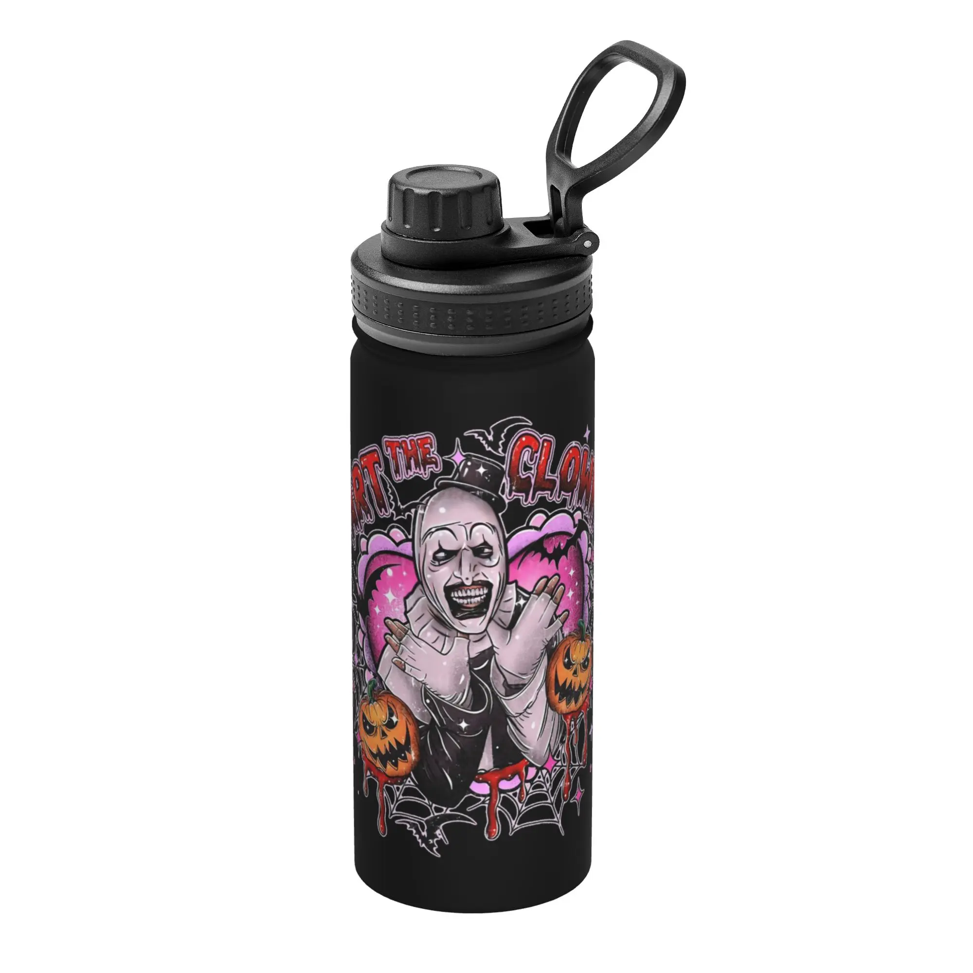 Terrifiers Halloween Art The Clown Pumpkin Sports Insulated Kettle Thermal Cup Vacuum Flask Smoothie Tea Mugs Hot Cold Drink