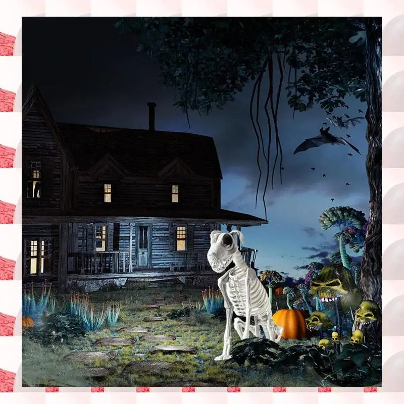 

ABGN Halloween Sitting Dog Skeleton Scary Spooky Sitting Dog Skeleton With Sharp Teeth Halloween Herror Decoration