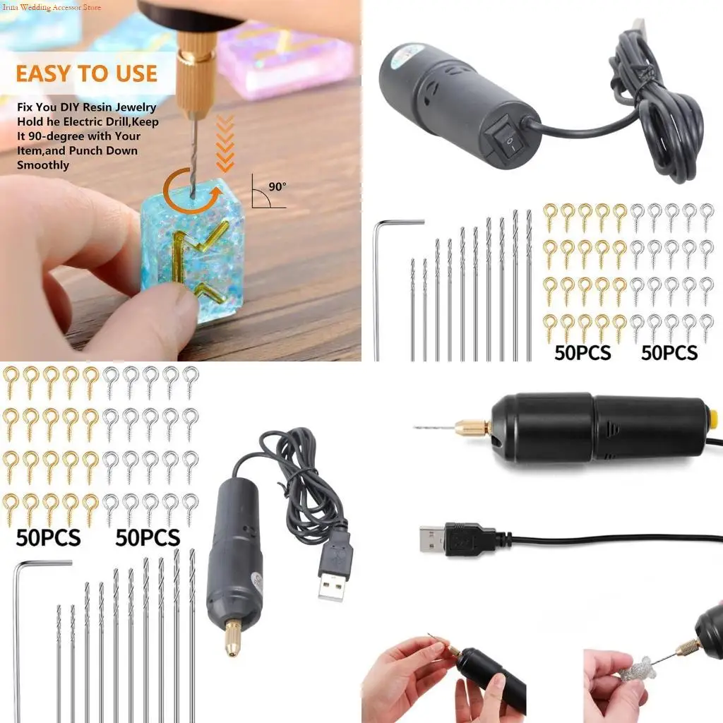 

G92D Electric Drill Set с 10 витринами, подходящими для эпоксидного ремесла DIY Ювелирные изделия