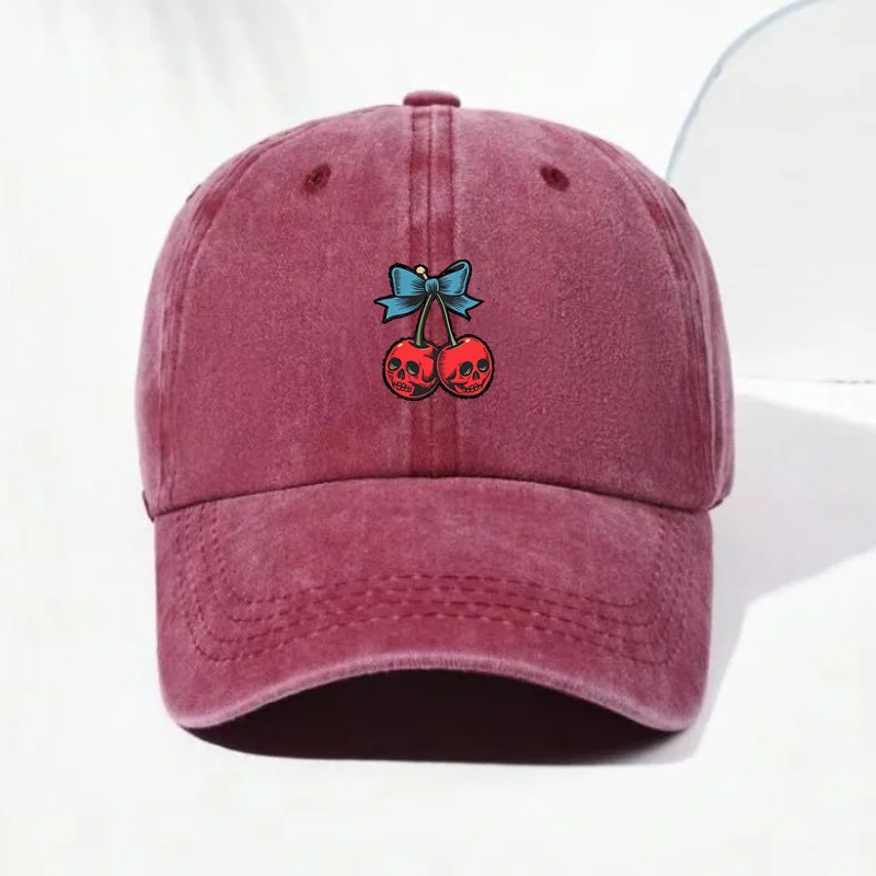 Customize Vintage Washed Cotton Baseball Cap Men Women Gothic Pattern Outdoor Hip Hop Dad Cap Adjustable Soft Streetwear Hat