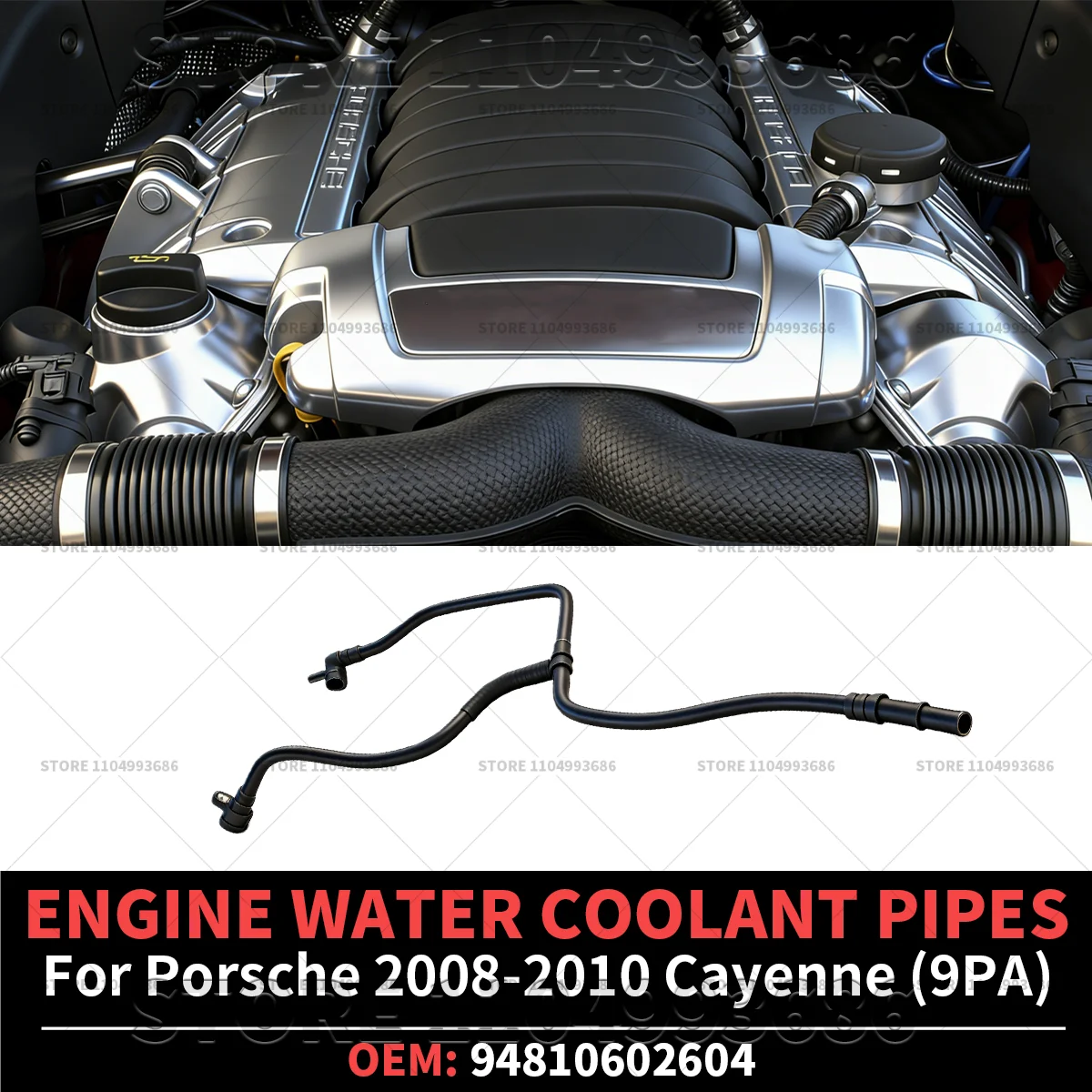 

For Porsche 2008 2009 2010 Cayenne GTS S Turbo S (9PA) Engine Water Coolant Pipes OEM 94810602604 94810602603