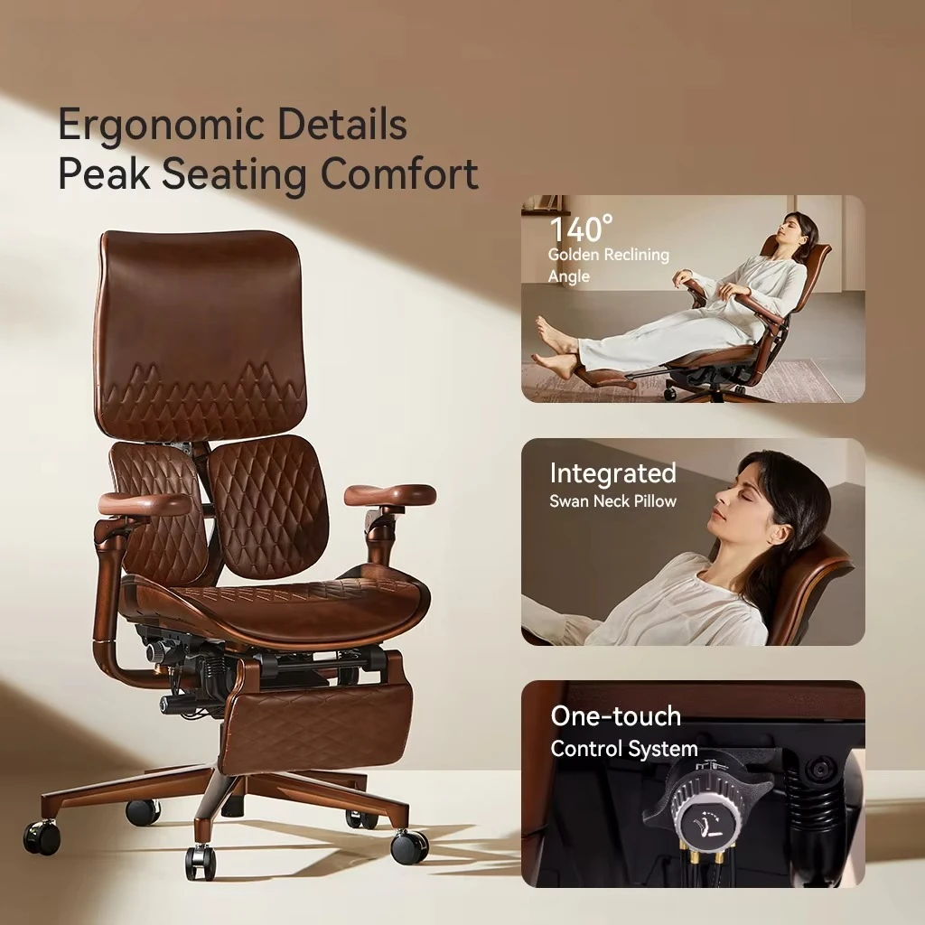 Head pattern bull leather high luxury office chair 4 layers seat comfortable ergonomic chair cushion retro boss chair