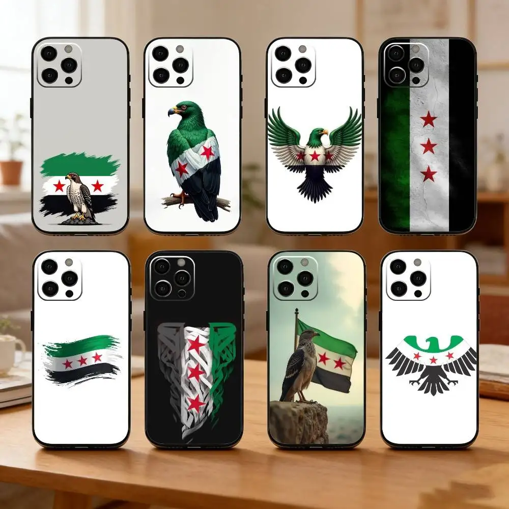 

Syrian Syria Flag Phone Case For iPhone17,16,15,14,13,12 Plus,Max Soft Silicone Black Cover