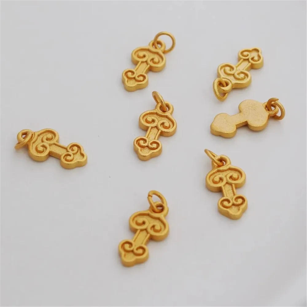 18K Gold Spray Sand Gold Matte Necklace Pendant, DIY Jewelry Pendant, 6.7*12.5mm, Tag Bracelet and Necklace