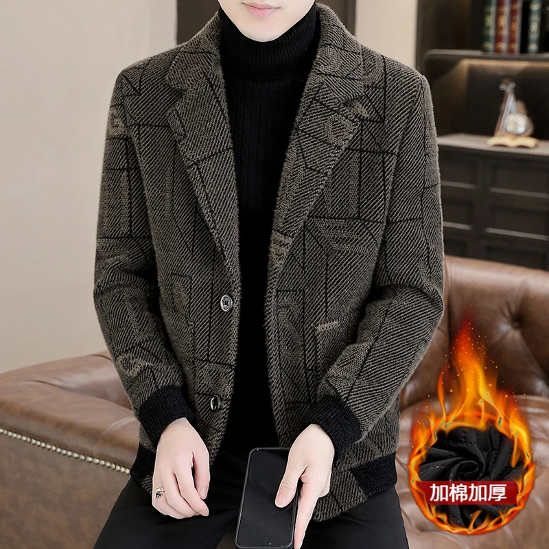 

Winter Men's Suit Collar Woolen Jacket High Quality Casual Business Woolen Blend Jackets Thick and Warm Office Social Overcoat