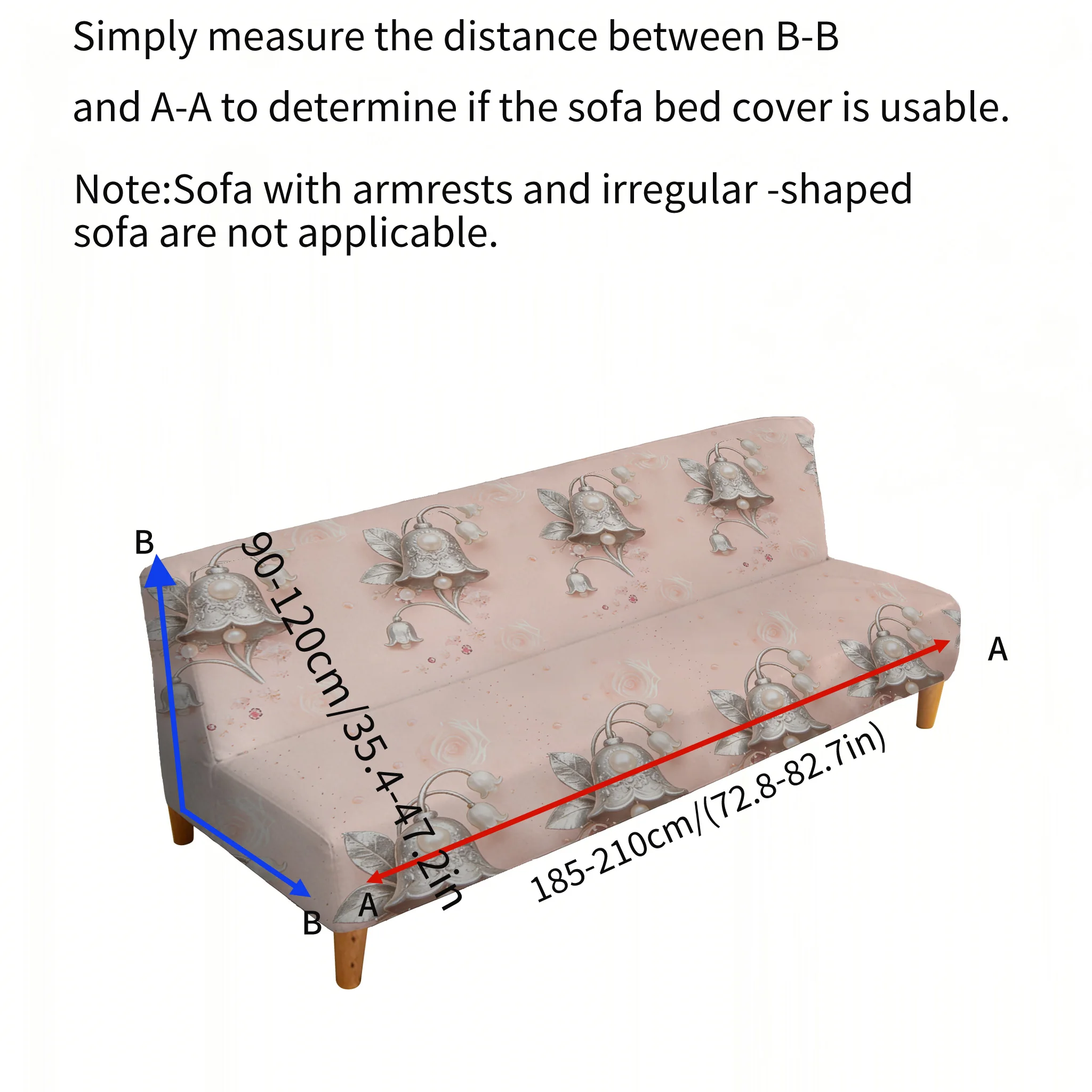 Armless elastic sofa bed cover, bell maze pattern, dustproof machine washable sofa bed cover