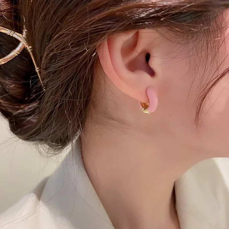 1 Pair New Fashion Color Enamel Women Earrings 2025 Trend Multicolor Small Circle Ear Rings Simple and Fresh Hoops Jewelry Gifts