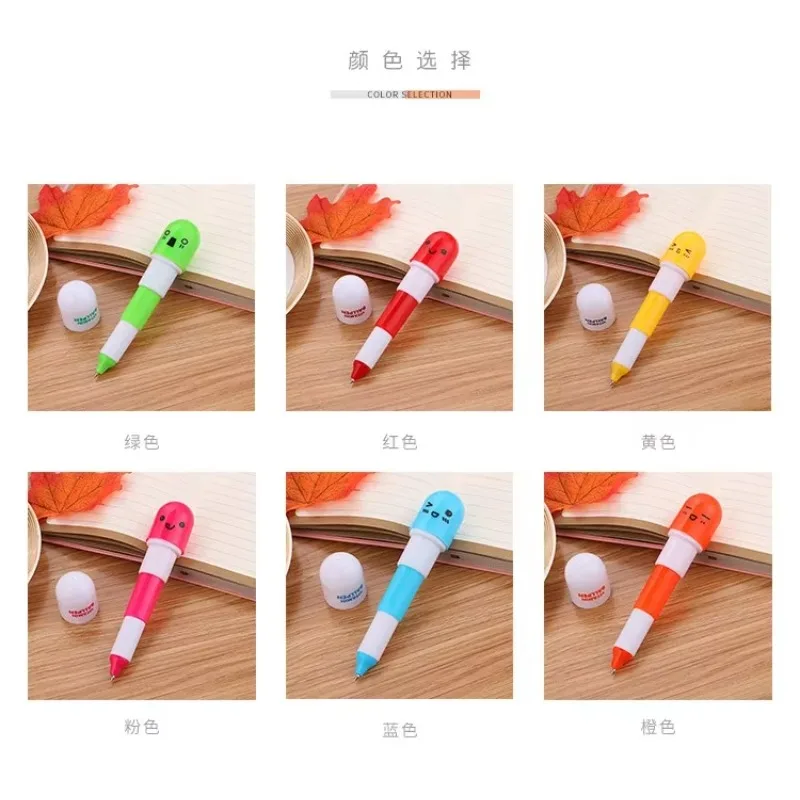 100PCS Creative Pill Pen Student Stationery Ballpoint Pen Pill Capsule Telescopic Styling Fun Prizes