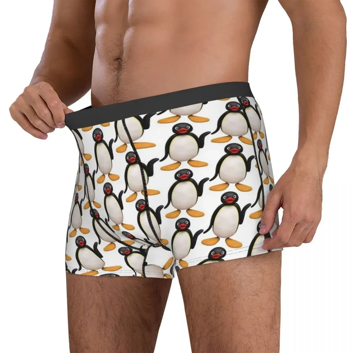 Boxer Underpants Shorts Pingu Panties Men Ventilate Underwear for Homme Man Boyfriend Gifts