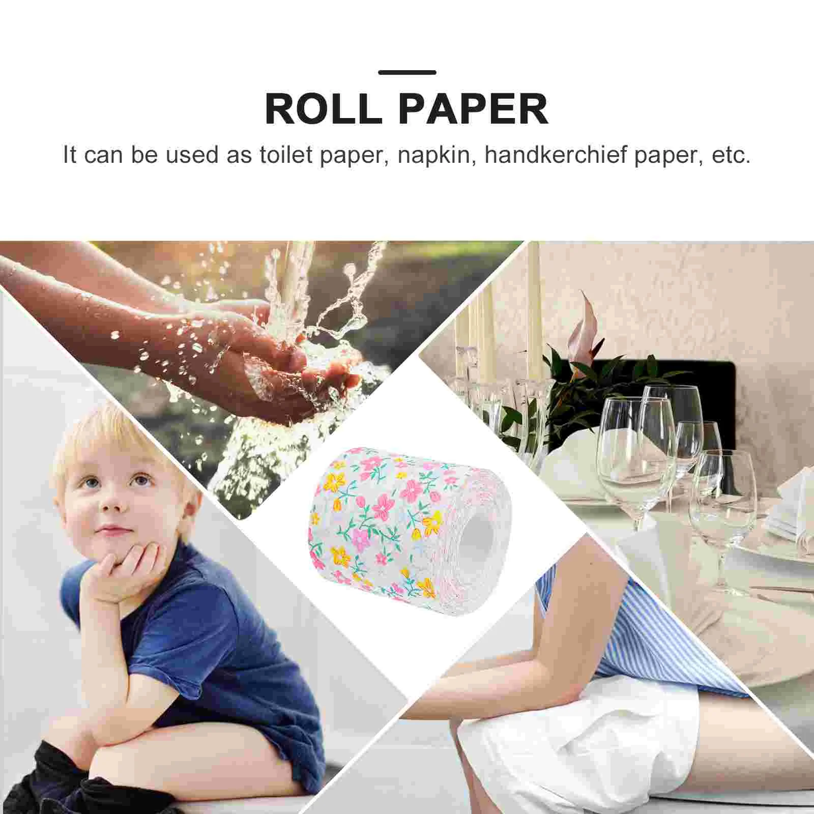 Printed Roll Paper Toilet Tissue Napkin for Home Virgin Wood Pulp Napkins Handkerchief Supplies