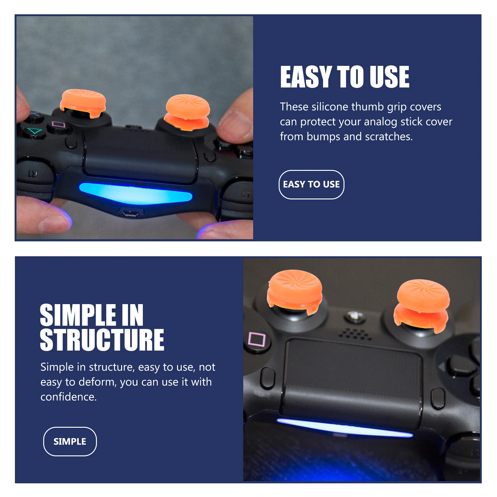 

2Pcs Game Controller Thumb Grips Silicone Joystick Caps for Enhanced Precision and Comfort Long Gaming Sessions Non-Slip Thumb