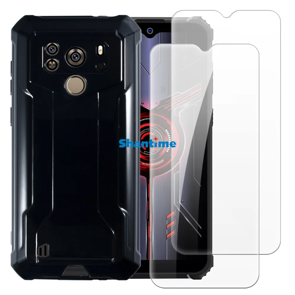 Soft Case + 2 Pack Tempered Glass Screen Protectors for Hotwav W10, W10 Pro Full-Body Protection