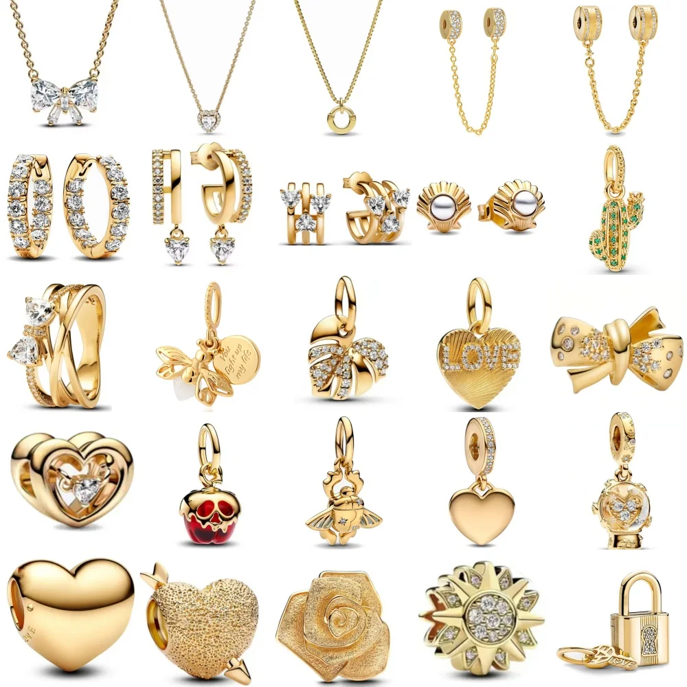 

2025 New 925 Silver Gold Firefly Pendant Suitable for European Original Bracelet DIY Bow Necklace Ring Women's Exquisite Jewelry