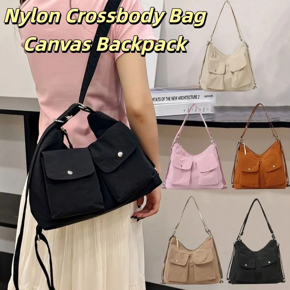 

Large Capacity Nylon Crossbody Bag Harajuku Multiple Pockets Men Shoulder Bag Waterproof Korean Style Canvas Backpack Sports