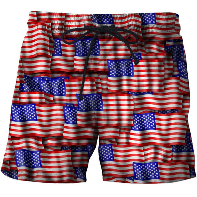 American Feel-Short de bain pour homme, short de planche de surf 3D, short de plage pour enfant, short de bain américain, pantalon de sport, slip