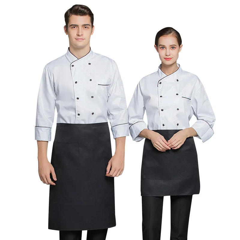 Hotel Uniform Long Sleeve Autumn and Winter Clothes Western Cafeteria Restaurant Kitchen Chef Overalls Men's Wor