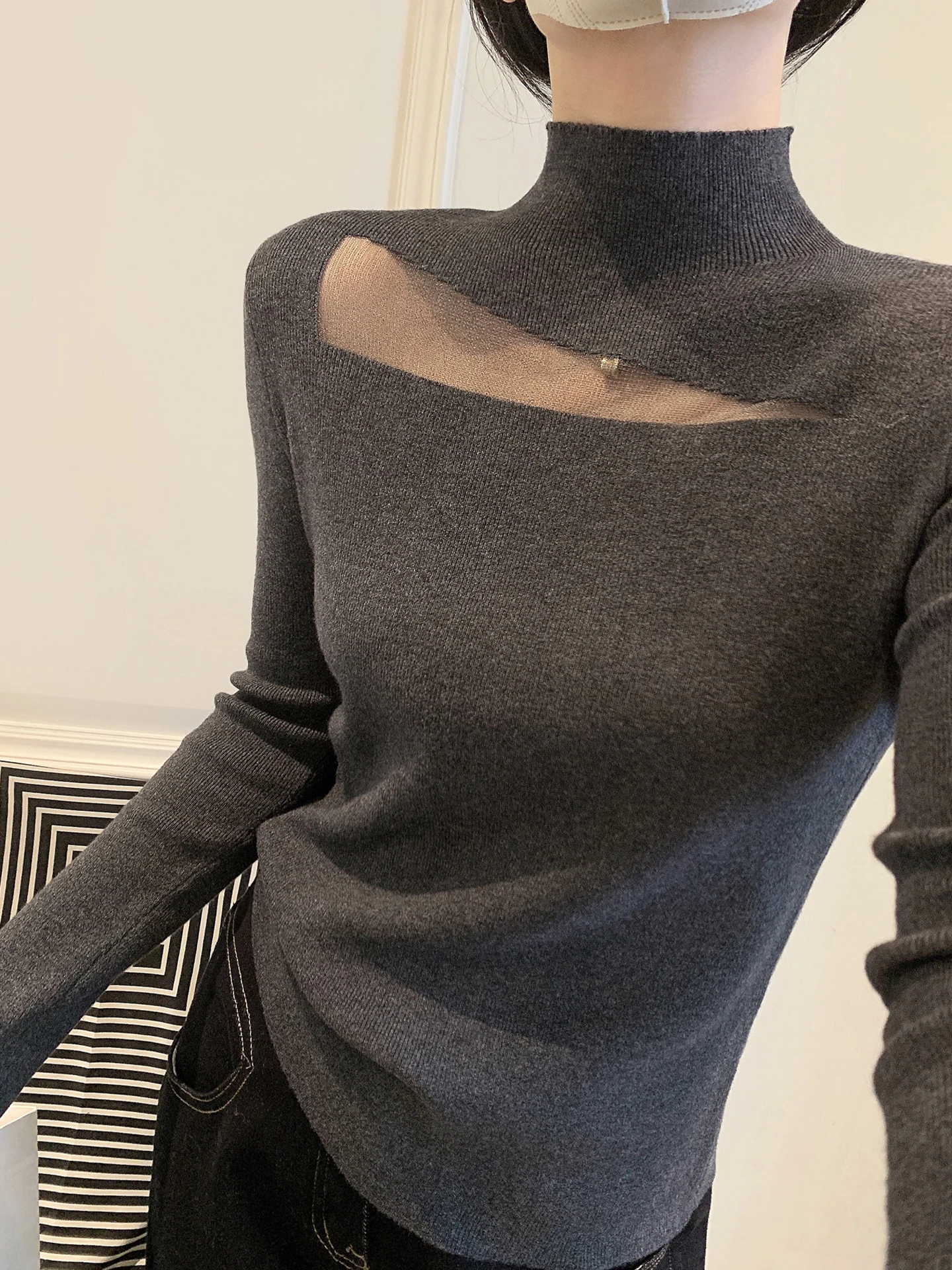 

Comfortable Long Sve Camere Base irt Overhead Lazy Sle Winter Warm Thermal f High Collar Women's Faion Knitwear