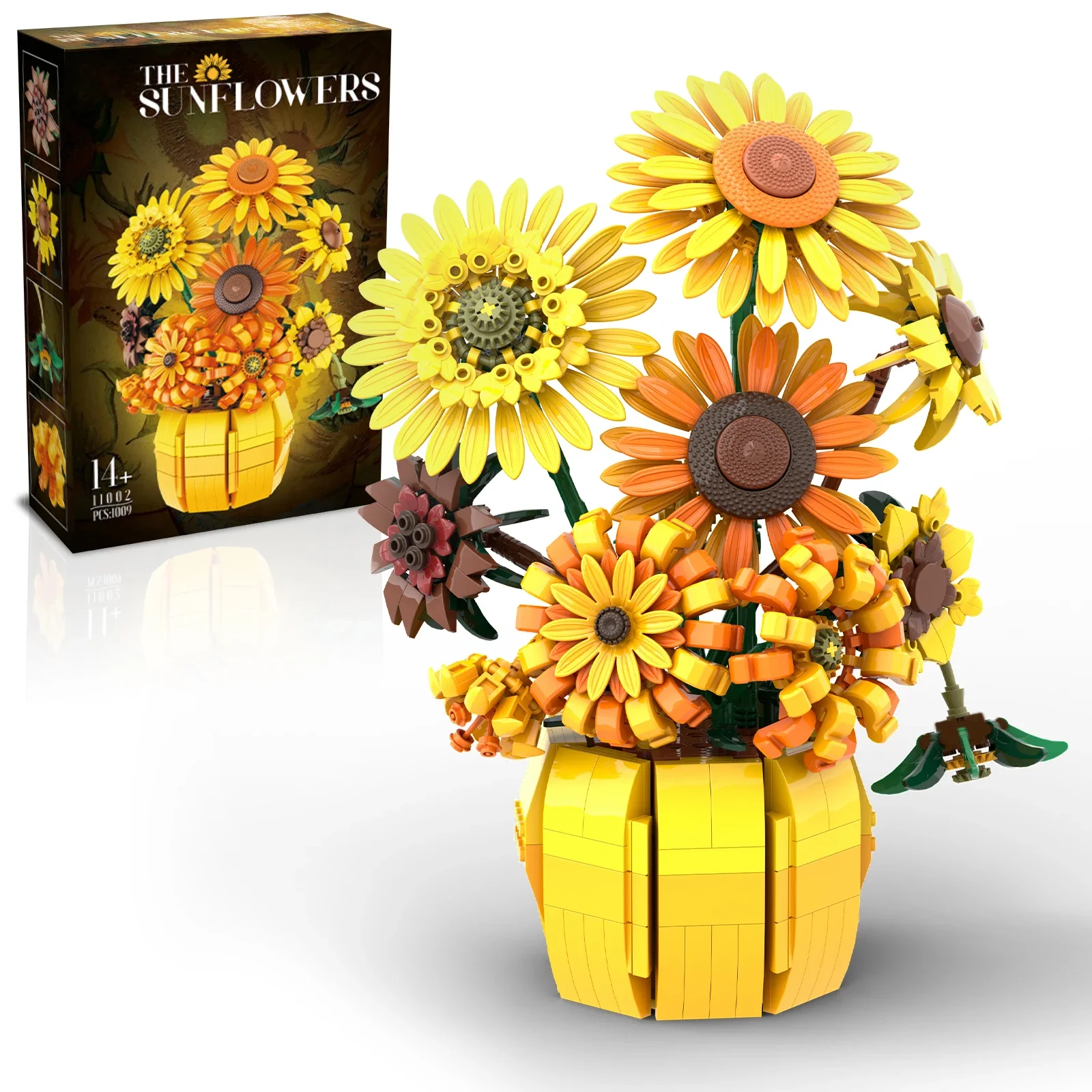 1009PCS Sunflower Building Blocks Flower Bouquet Vase Model Bricks Set Idea Home Decoration Kids Educational Toys Holiday Gifts