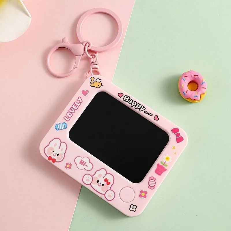 Cartoon Hand Painted Board with Keychain Cute Mini Animals Graffiti Drawing Board School Bag Pendant Cartoon Gift for Children