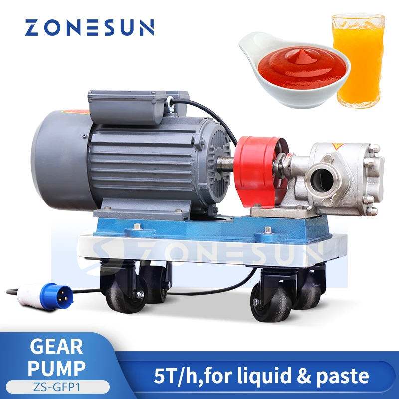 ZONESUN ZS-GFP1 jam Liquid Paste Feeding Pump Gear Pump Transfer Filling Moving Wheels Powerful Motor