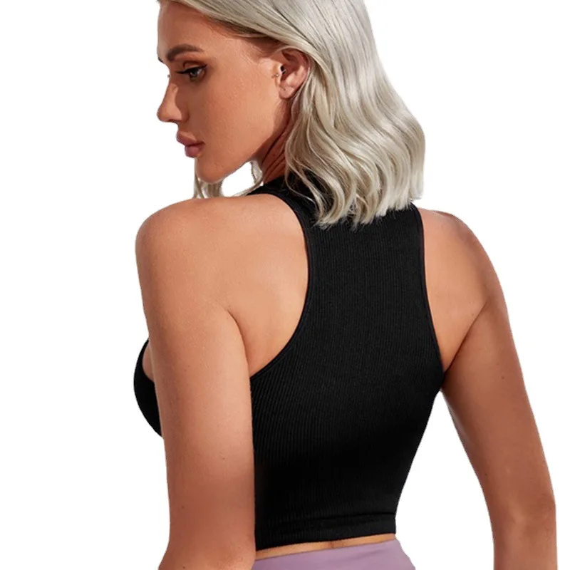 HONGHANYUAN Women Yoga Stripe Crop Tops Underwear Gym Top Sleevless Breathable Fitness Running Vest Yoga Sports Type Quick Dry