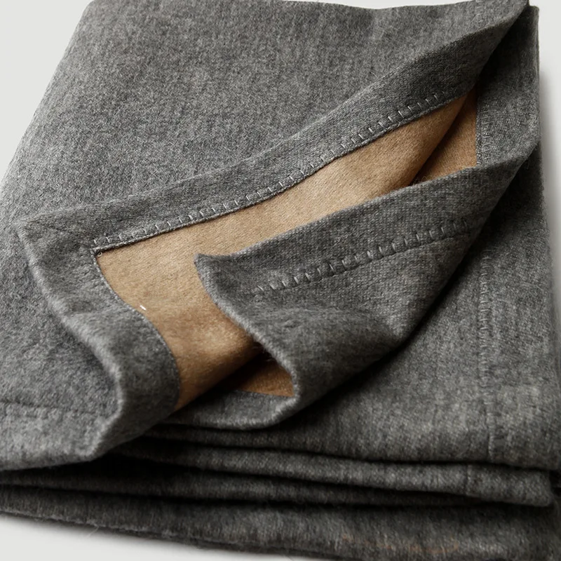 Luxurious double-sided handmade edging wool cashmere blanket, Solid color, home travel, Winter shawl, Warm aircraft blanket