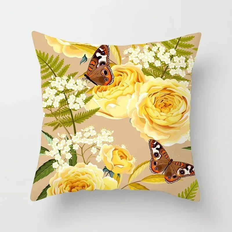 Floral & Moon-Themed Digital Printed Pillow Covers Pattern Cushion Cover Suitable For Sofa Bedroom Car Pillow Cover