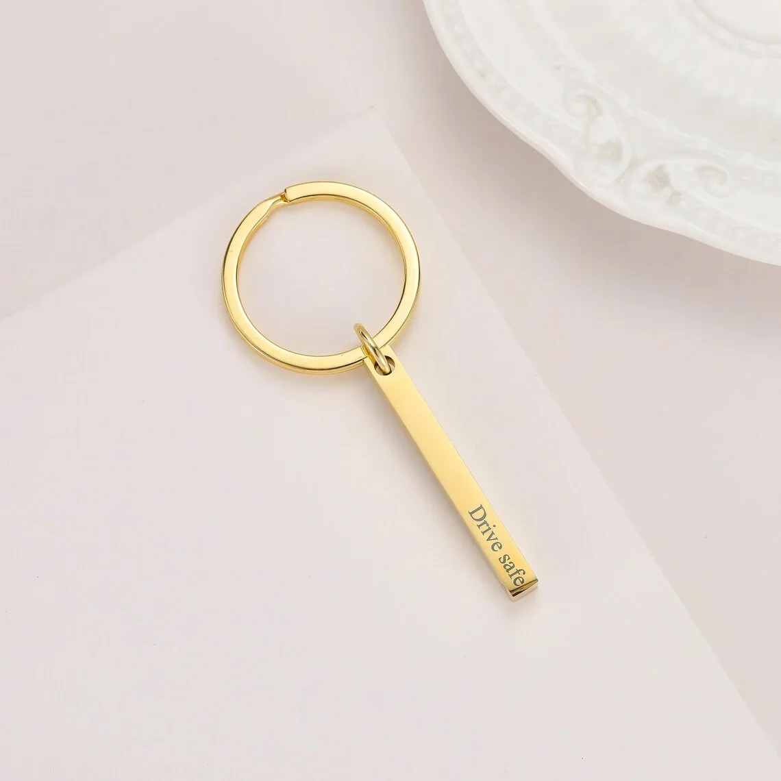 Personalized Engraved Bar Keychain Stainless Steel Four Side Coordinates Keyring Custom 3D Bar Key Chains Women Men Gift view 5