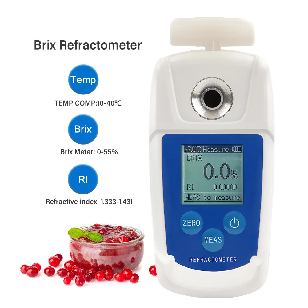 High Precision 0-55% Digital Brix Refractometer Brix Meter Automatic Temperature Compensation Refractive Index Sugar Content